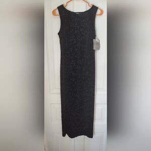 Vintage CDC Formal Party Dress Evening gown Black Sequence Beaded Floral Size 6